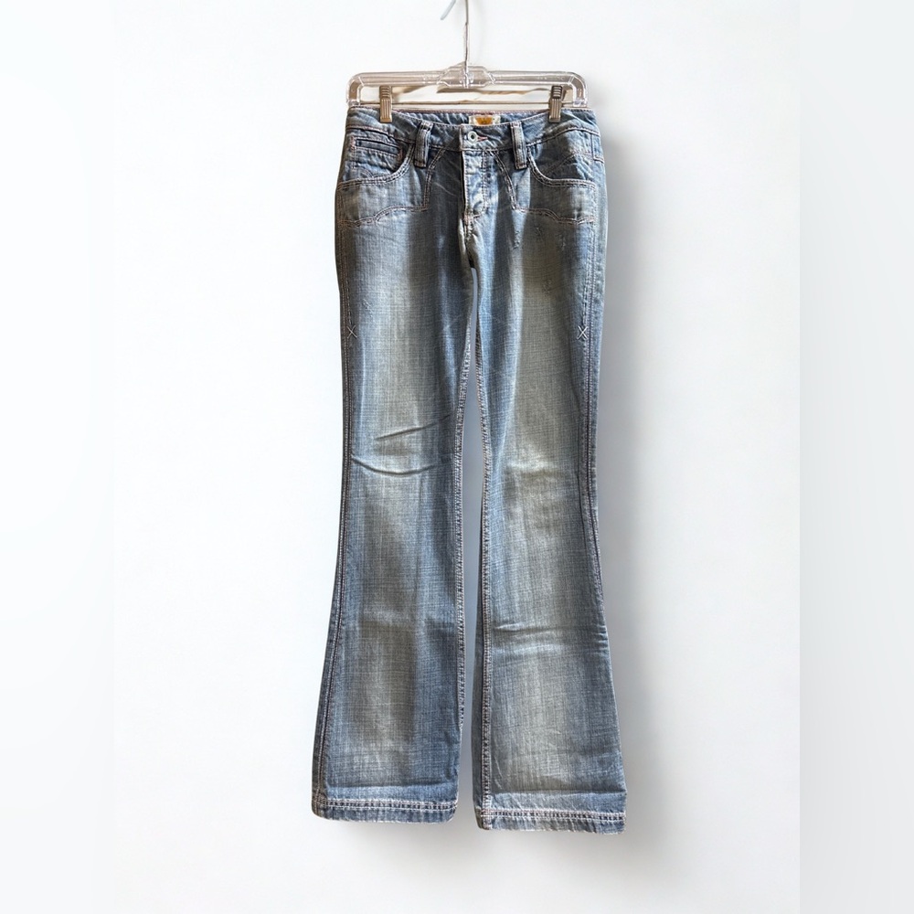 Antik Denim Bootcut Jeans | Size 27 | Pink Stitching & Embroidered Pockets